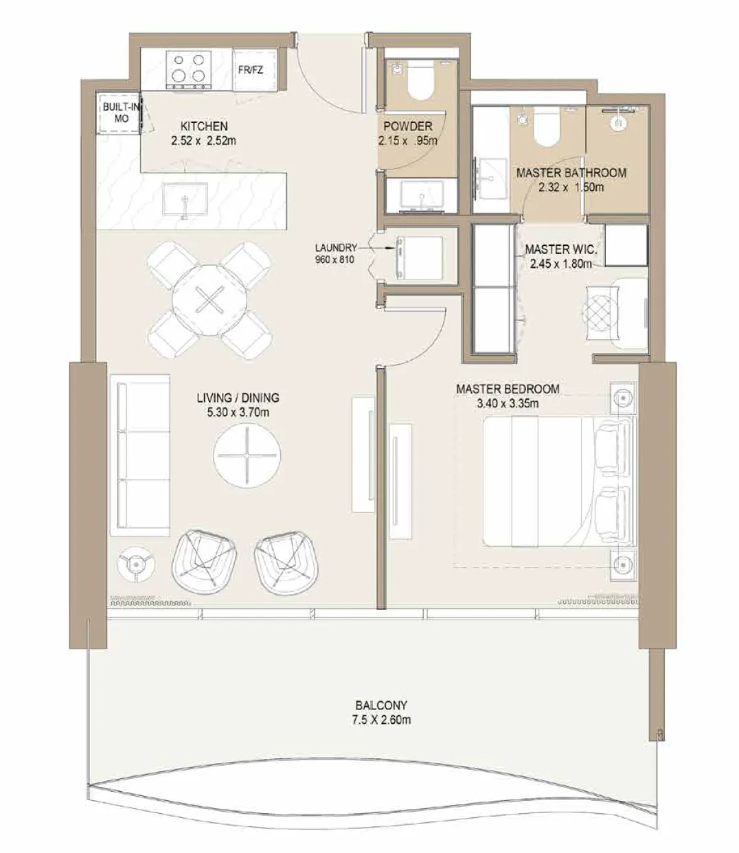 1 bedroom Apartments floor plan at Laguna Residence