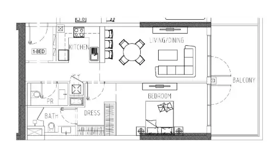 1 bedroom Apartments floor plan at Damac Riverside Views