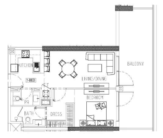 1 bedroom Apartments floor plan at Damac Riverside Views