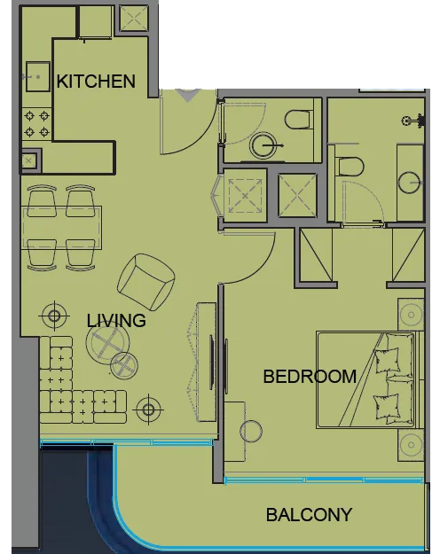 1 bedroom Apartments floor plan at Guzel Towers