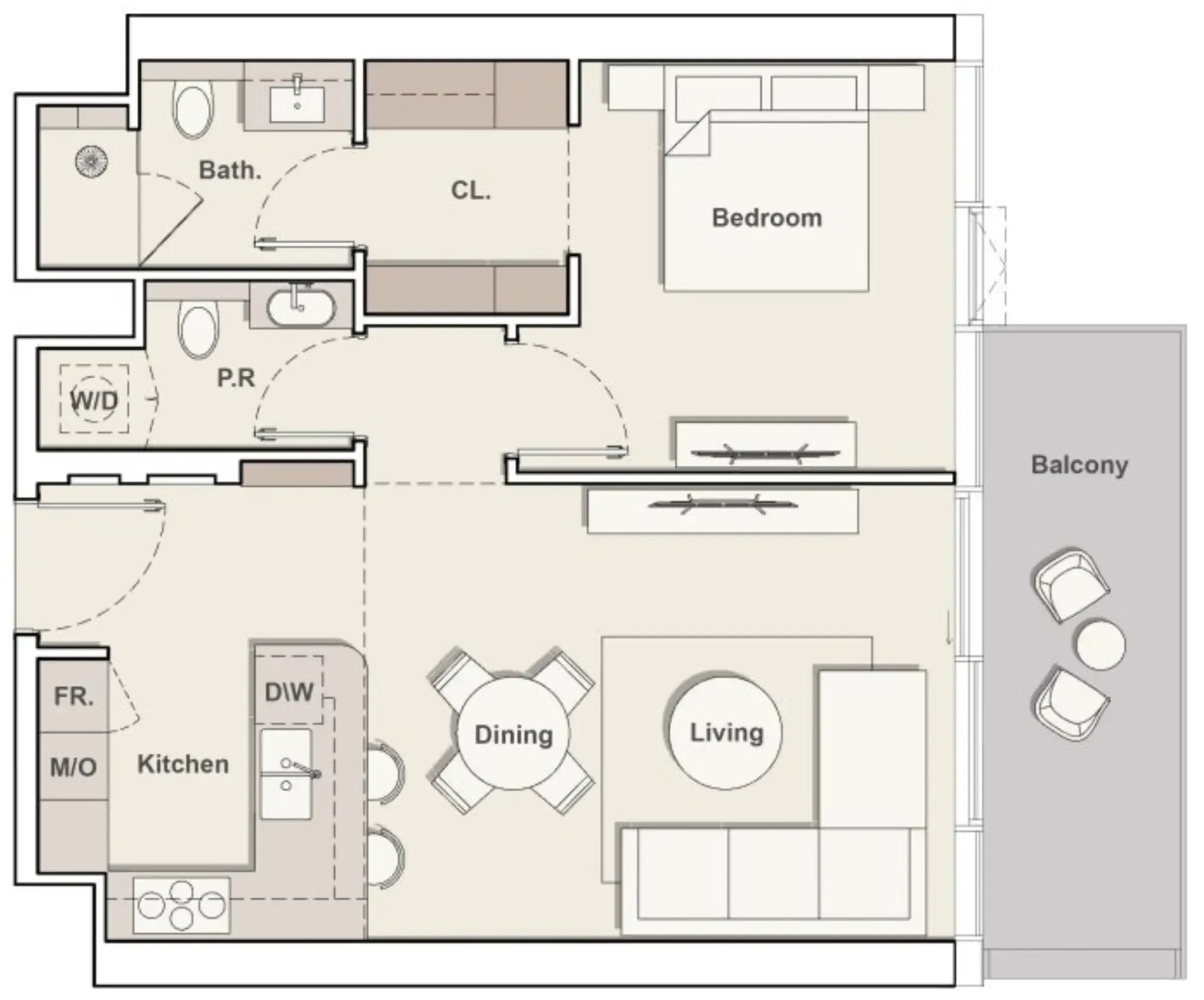 1 bedroom Apartments floor plan at The Meriva Collection