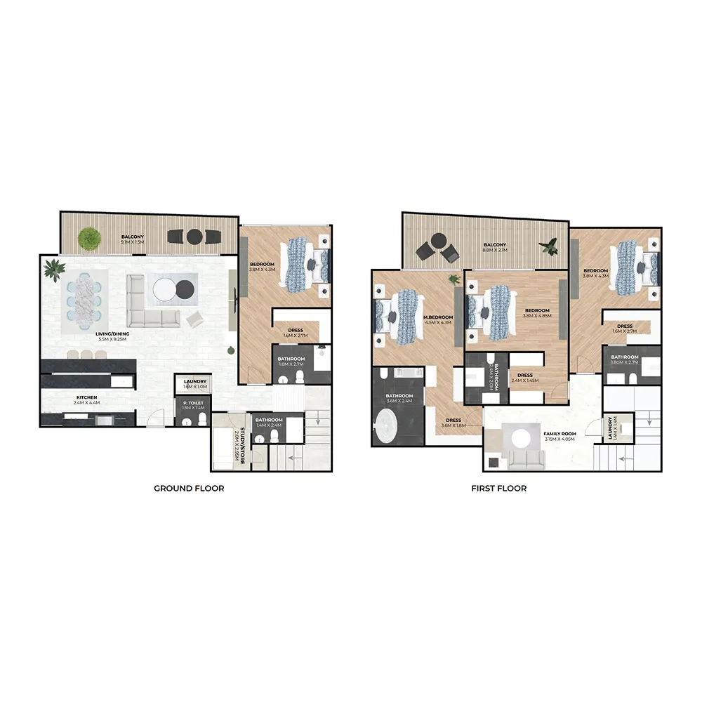 4 bedroom Duplex floor plan at Hatimi Residences