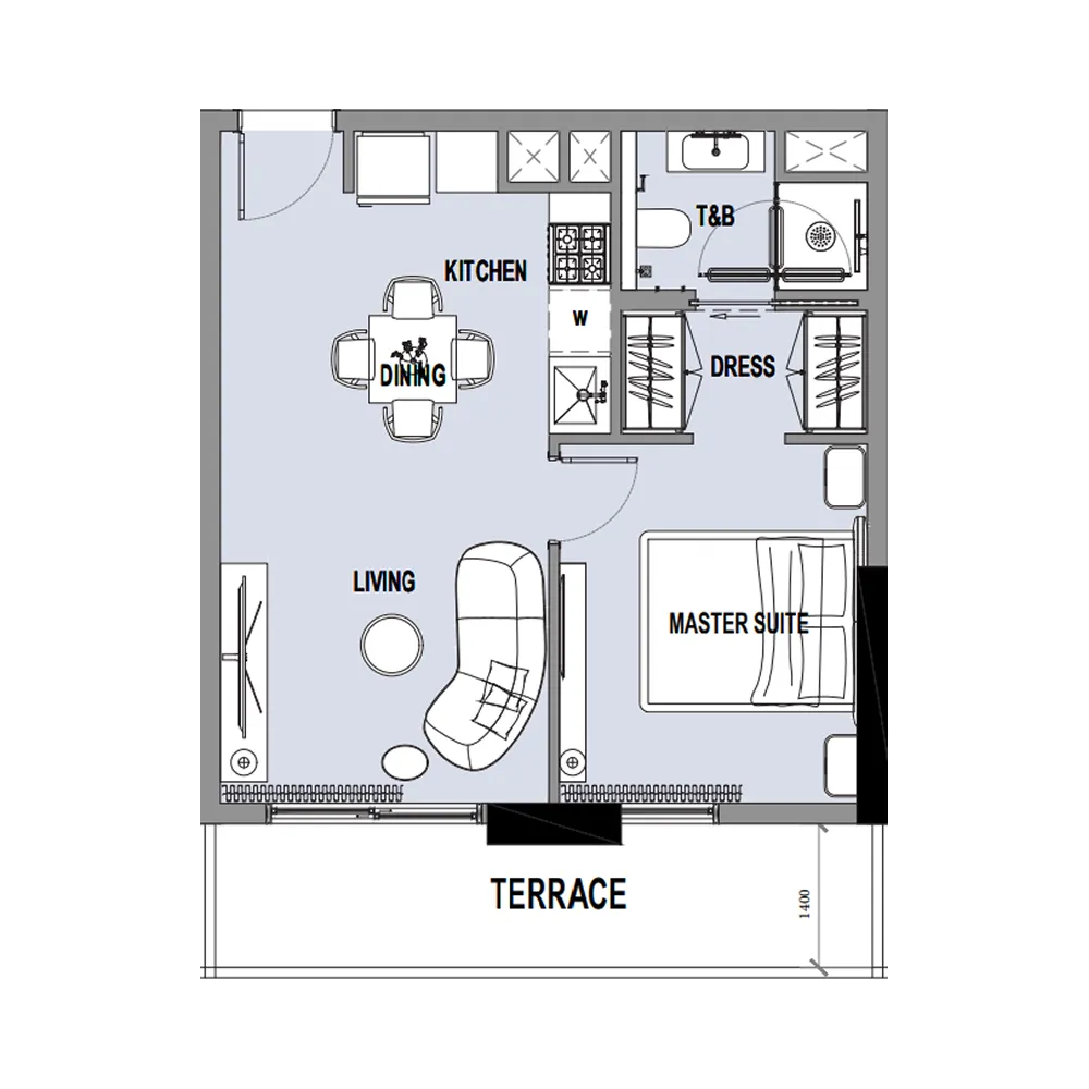 1 bedroom Apartments floor plan at Verso