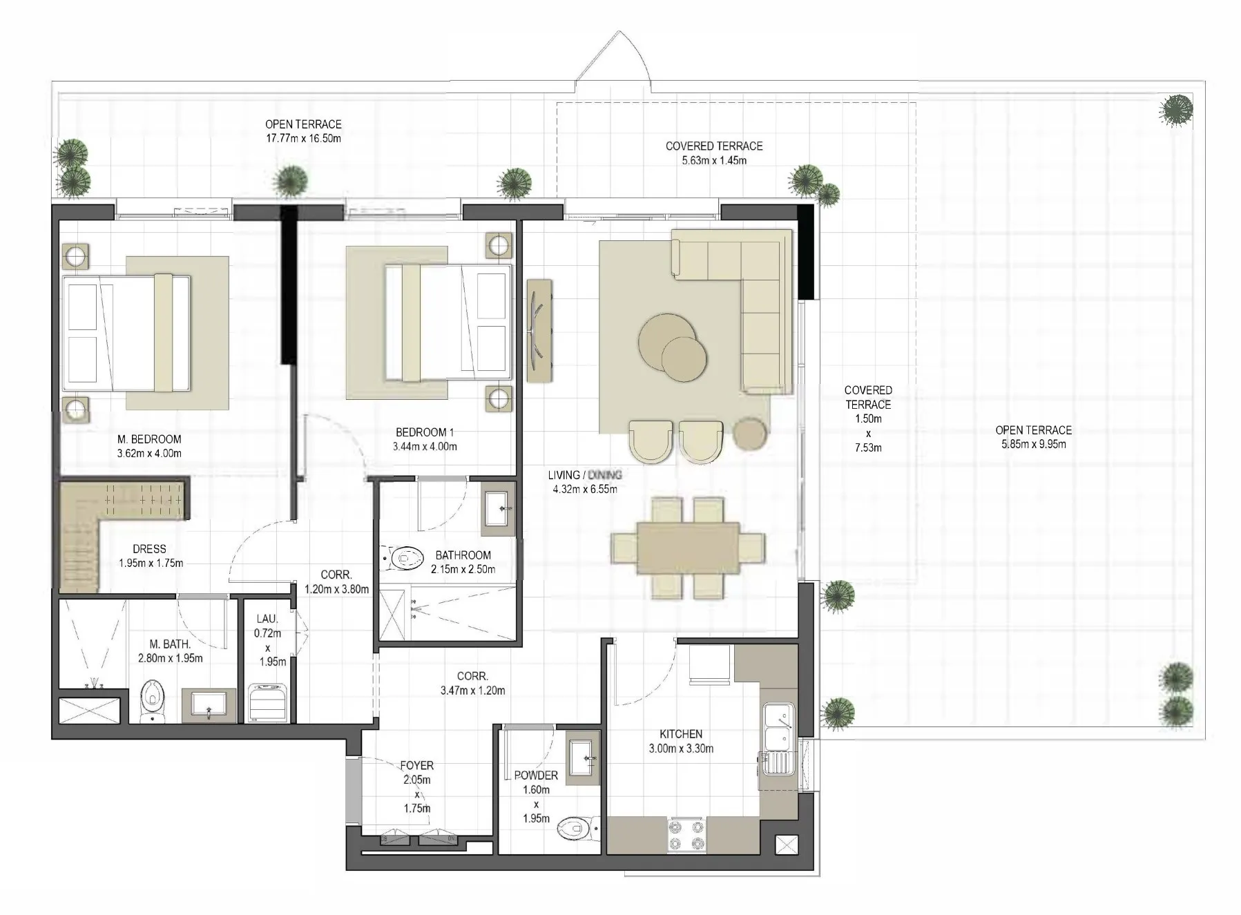 2 bedroom Apartments floor plan at Aysha Residences 1 and 2