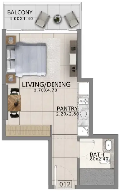 0 bedroom Apartments floor plan at Arlington Park 2