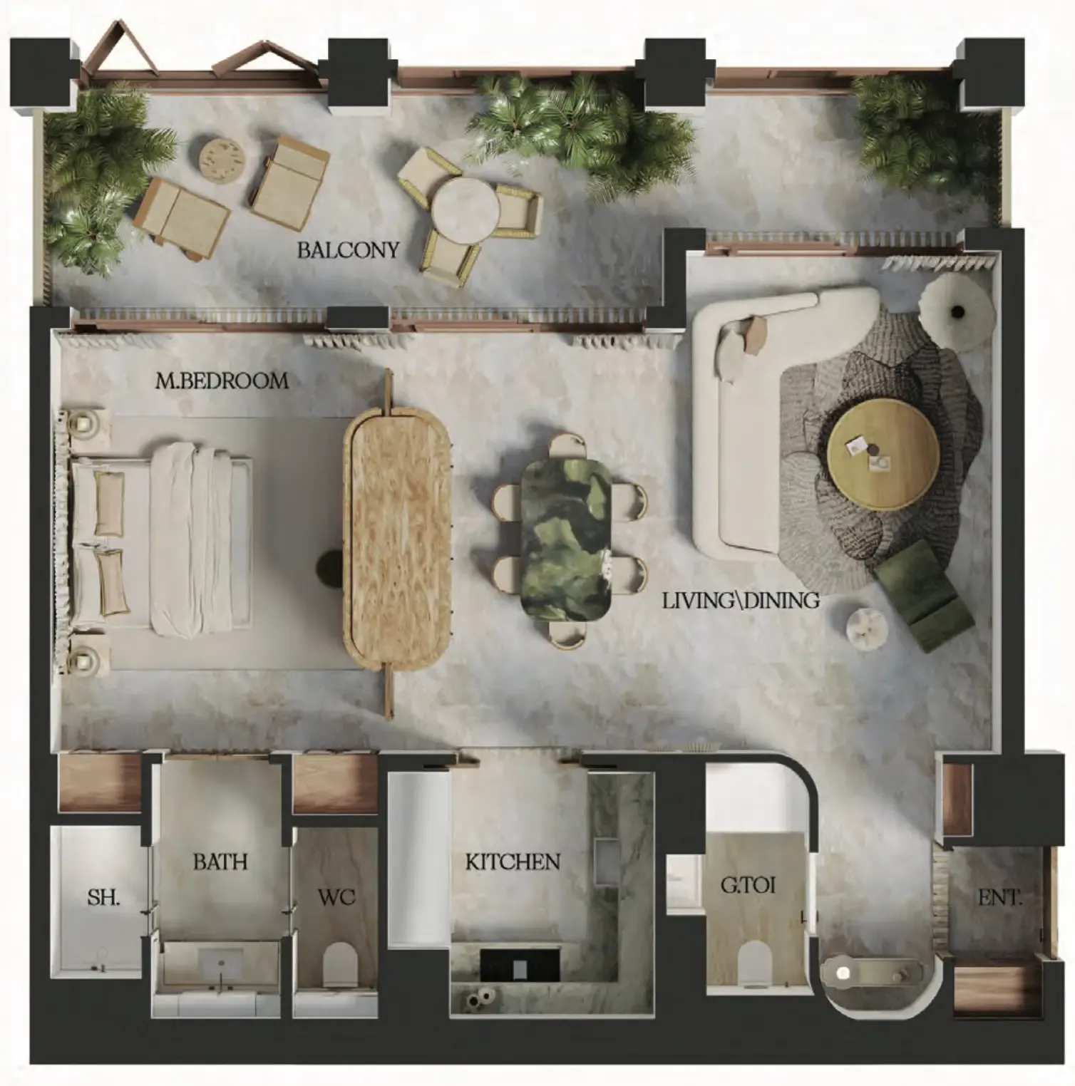 1 bedroom Apartments floor plan at Elire Managed by LUX
