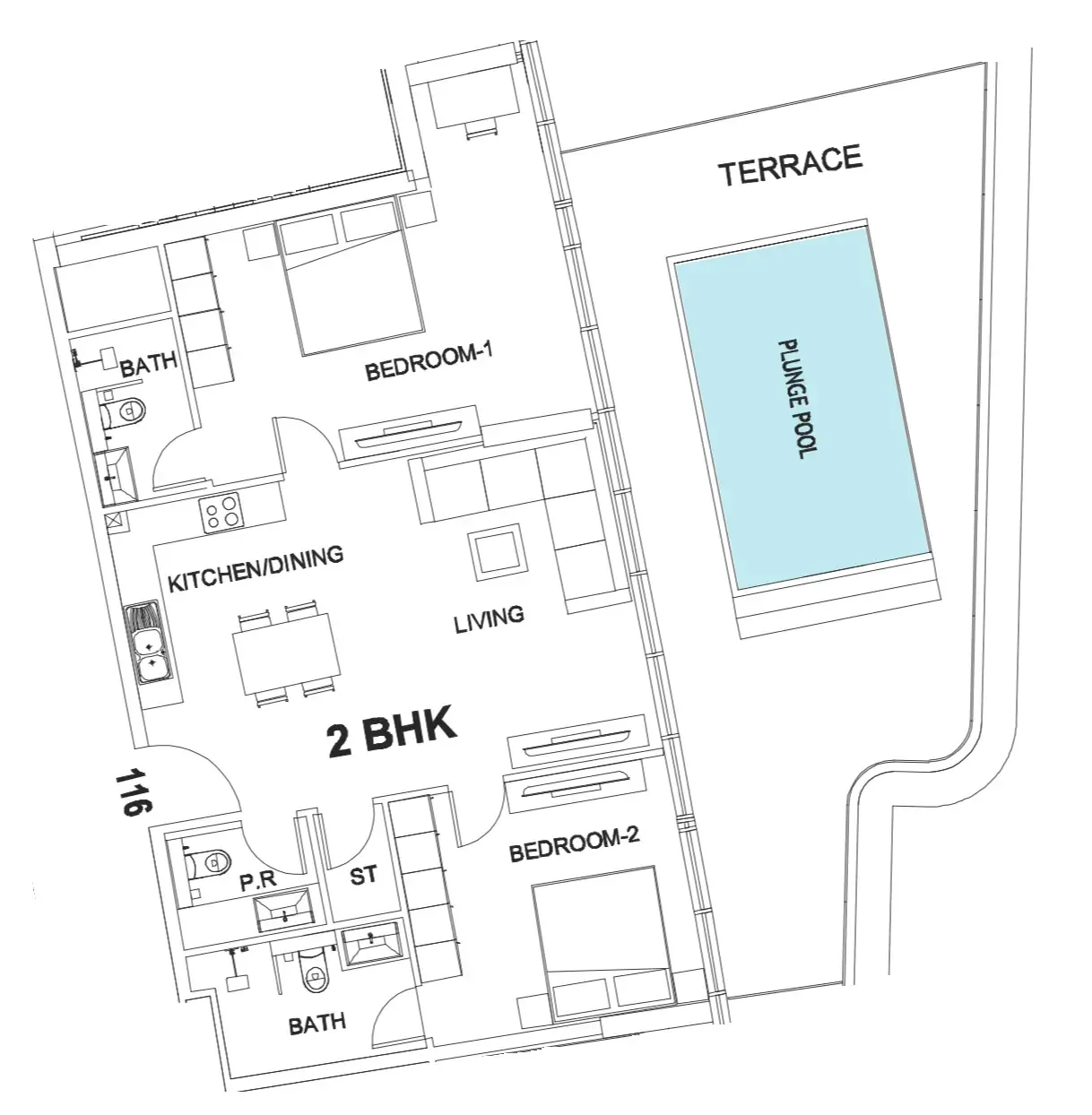 2 bedroom Apartments floor plan at Villa Del Garda