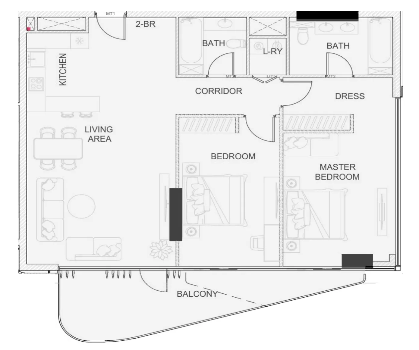 2 bedroom Apartments floor plan at Edgewater Residences 1, 2 and 3