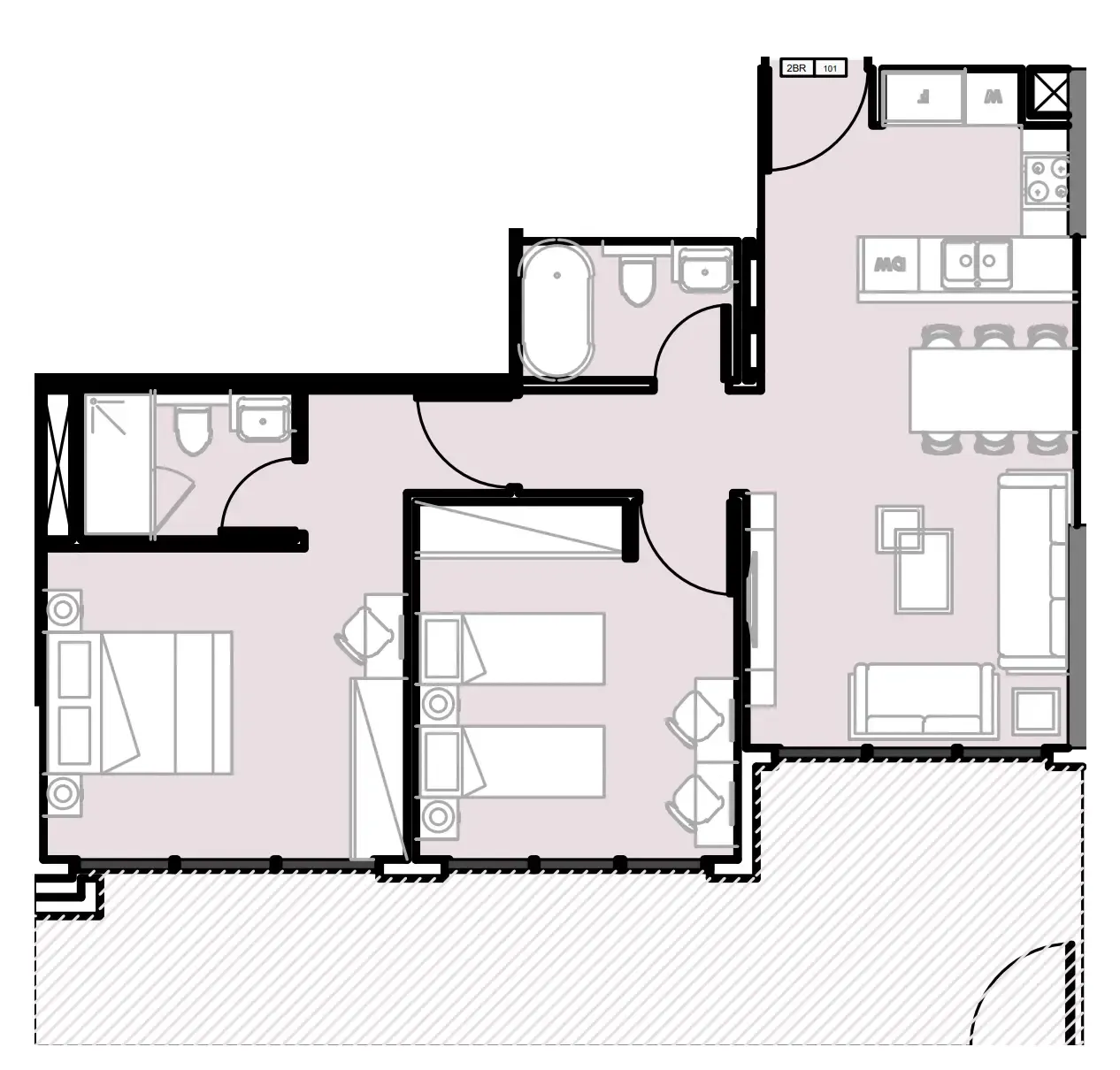 2 bedroom Apartments floor plan at Verdana III