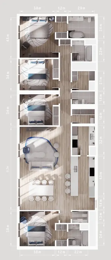 4.5 bedroom Apartments floor plan at Nikki Beach Residences