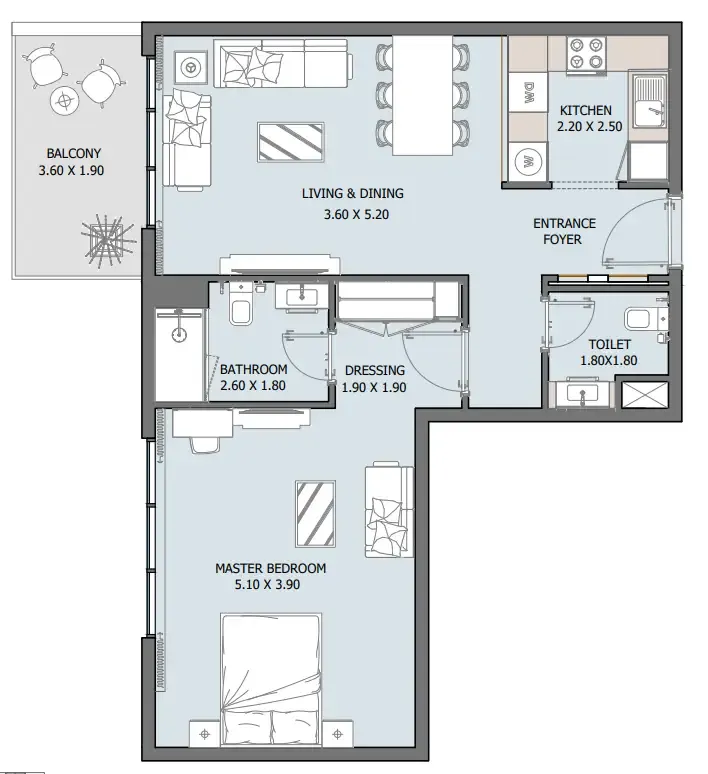 1 bedroom Apartments floor plan at Oceana