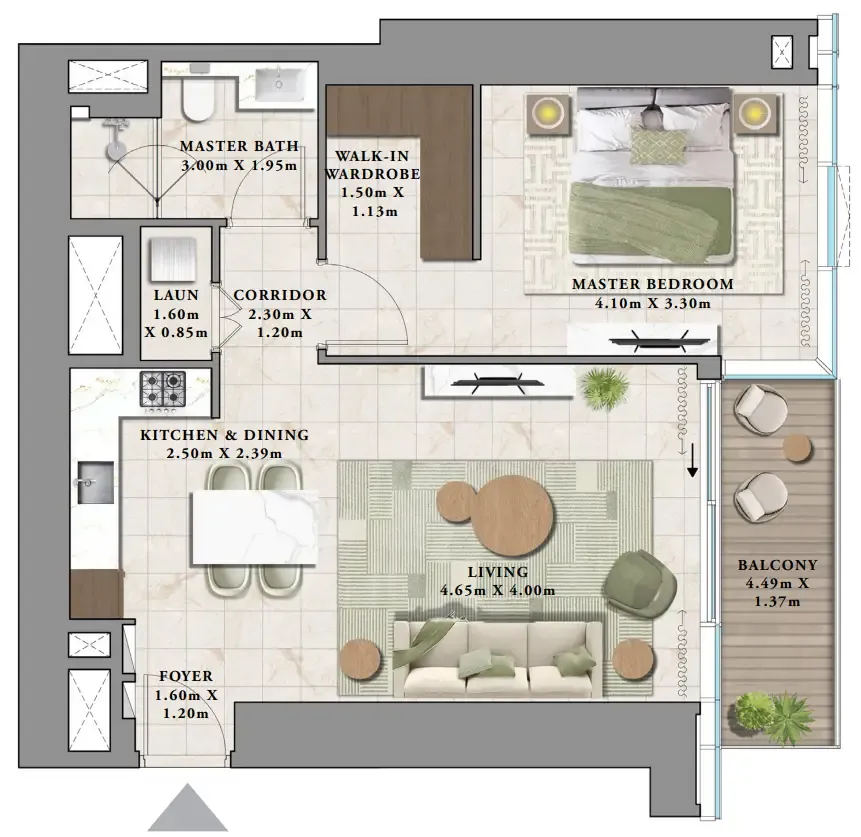 1 bedroom Apartments floor plan at Avarra by Palace