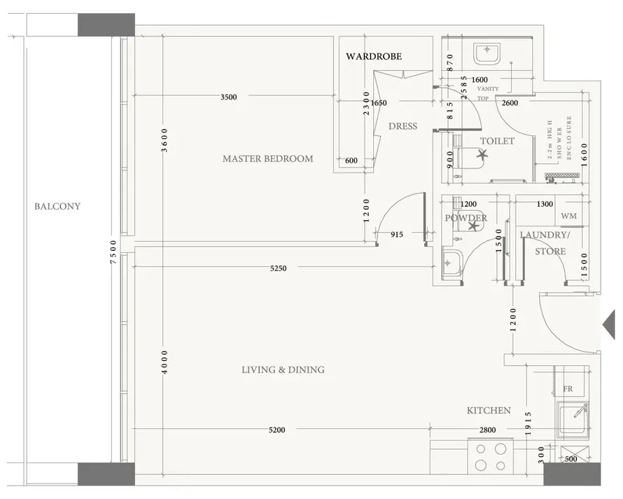 1 bedroom apartments floor plan at Arche Residences