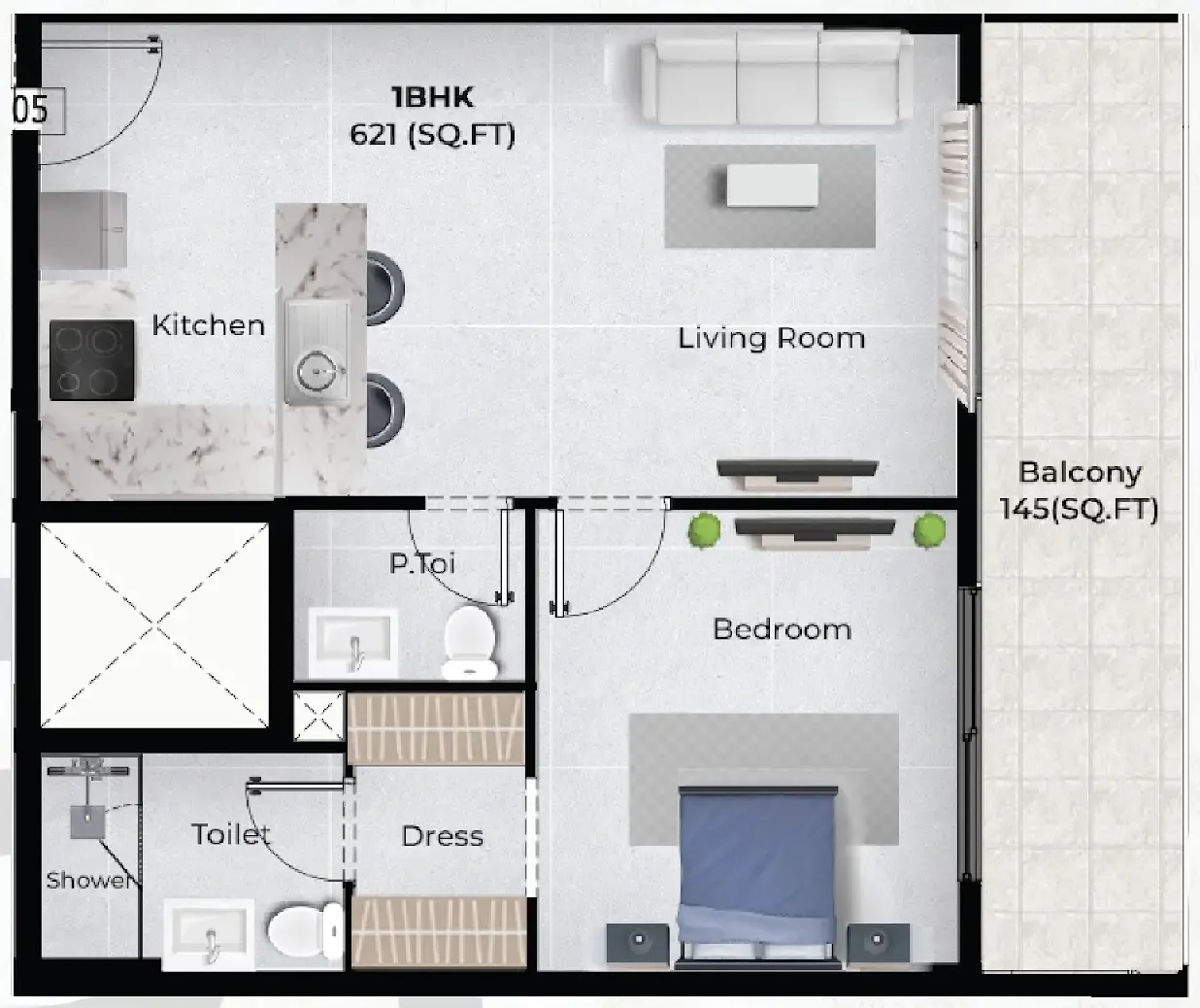 1 bedroom Apartments floor plan at Chapter 02 by Newbury
