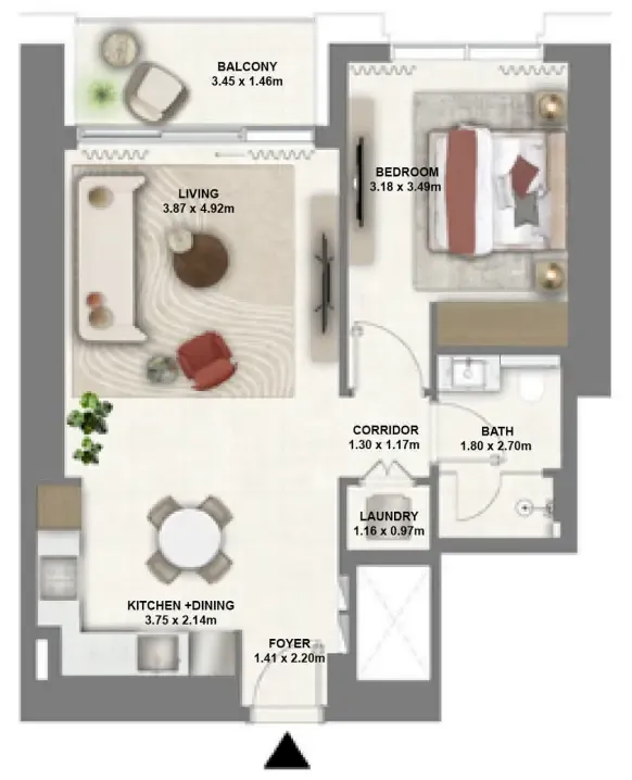 1 bedroom Apartments floor plan at Montiva by Vida