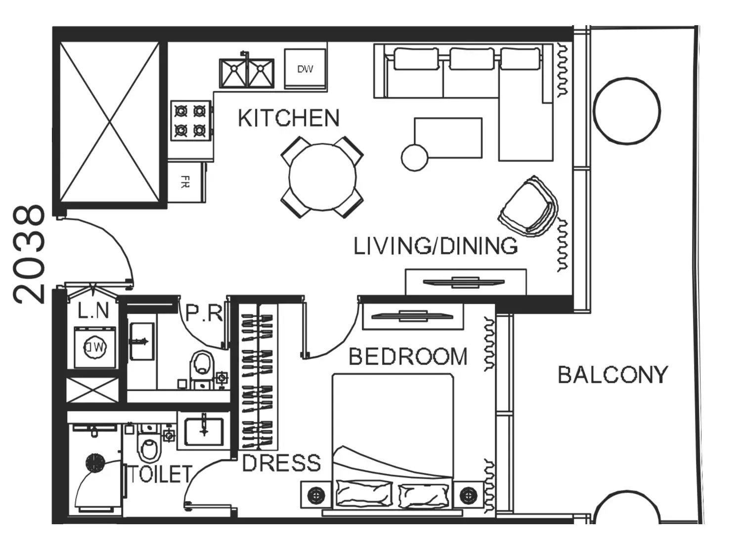1 bedroom Apartments floor plan at The WOW Tower