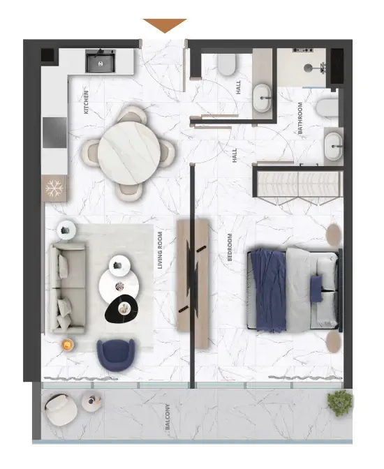1 bedroom Apartments floor plan at Wadi Hills