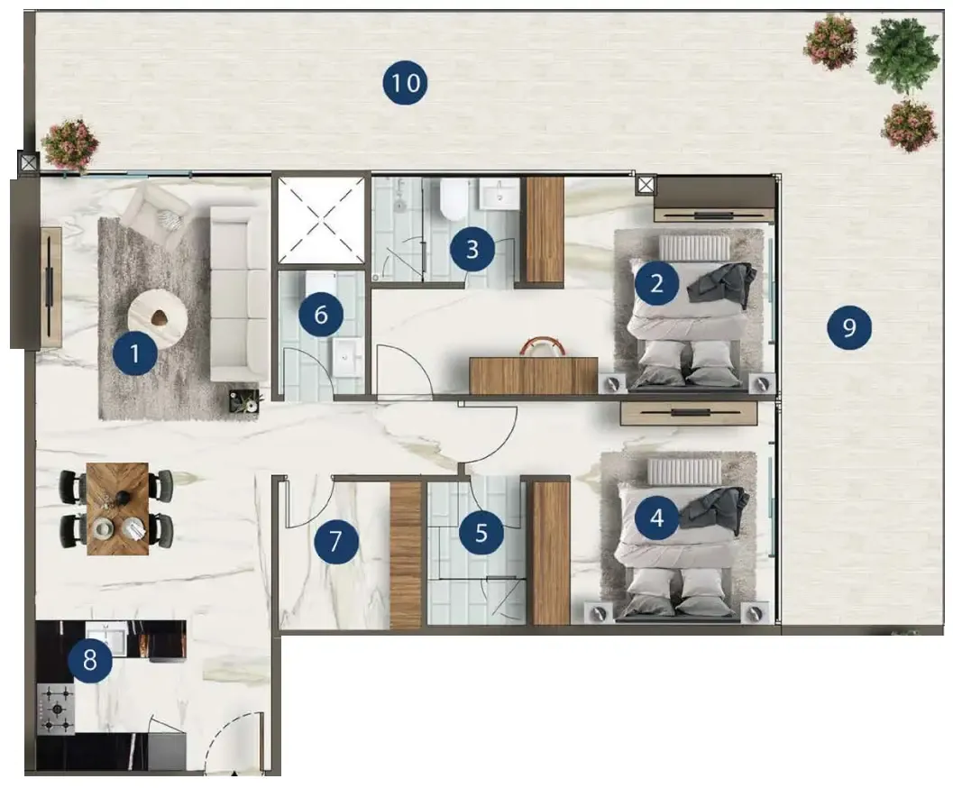 2 bedroom Apartments floor plan at Franck Muller Yachting