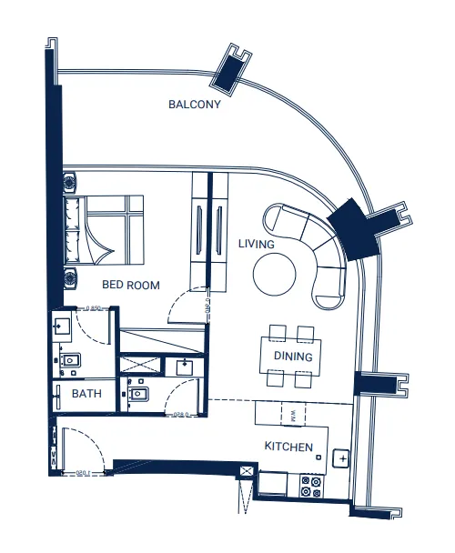 1 bedroom Apartments floor plan at Binghatti Skyrise