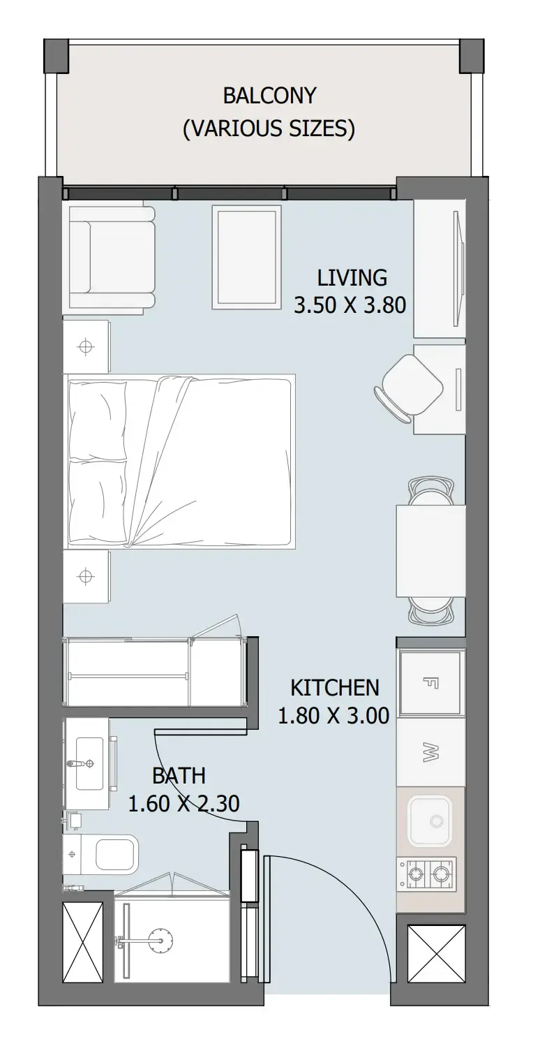 0 bedroom Apartments floor plan at Verdana III
