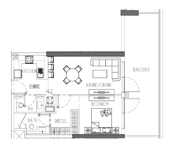 1 bedroom Apartments floor plan at Damac Riverside Views