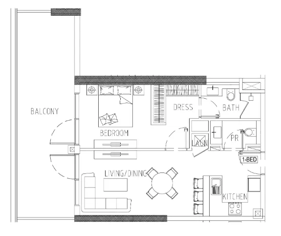 1 bedroom Apartments floor plan at Damac Riverside Views