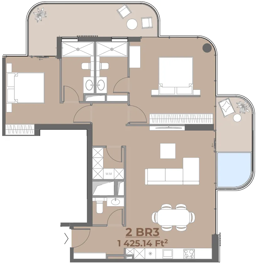 2.5 bedroom Apartments floor plan at House of WELL