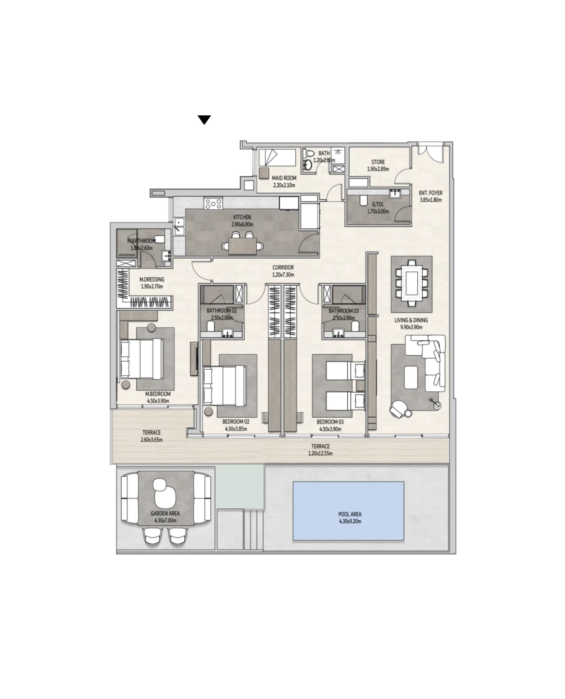 3 bedroom Villa floor plan at Vista Del Mar