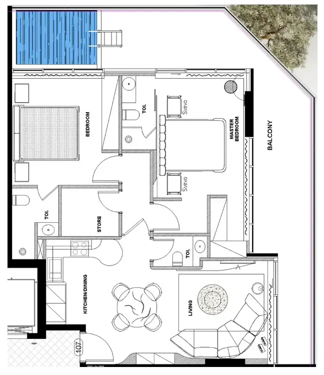 2 bedroom Apartments floor plan at Natuzzi Harmony