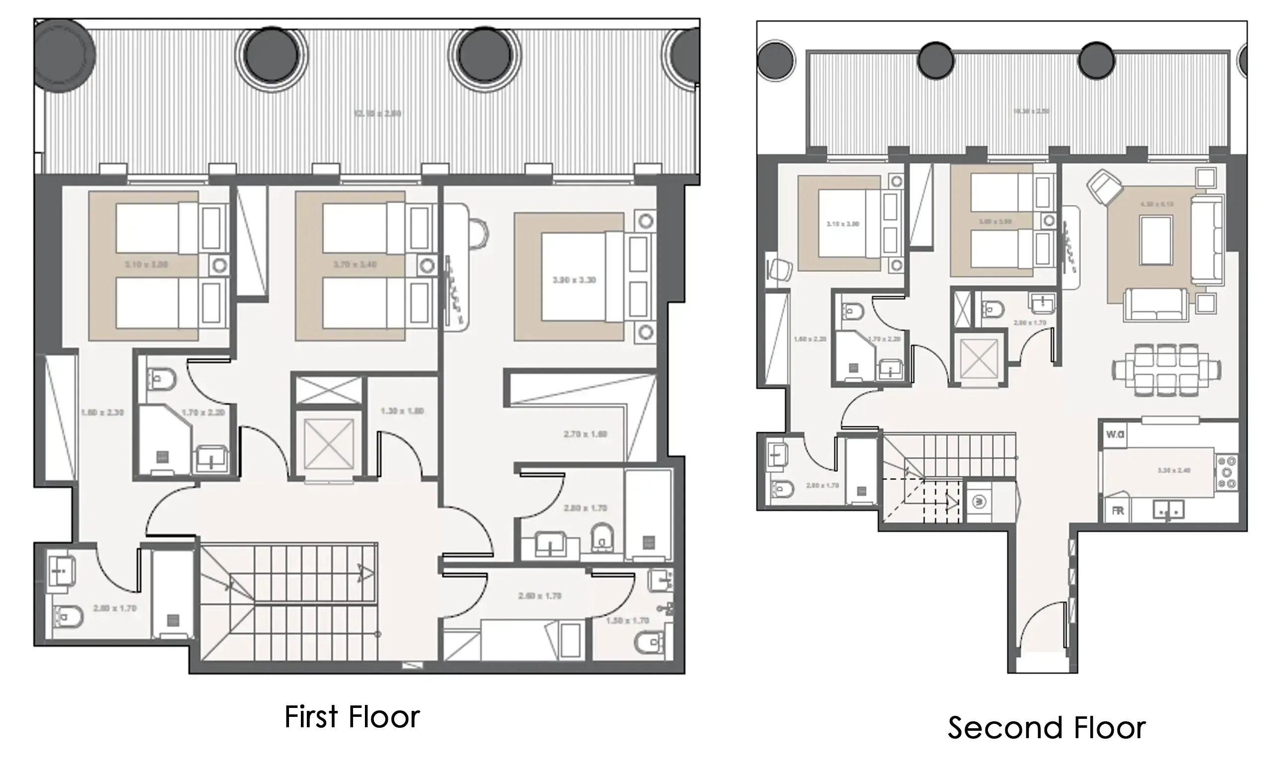 5.5 bedroom Duplex floor plan at Bab Al Qasr Royal 28