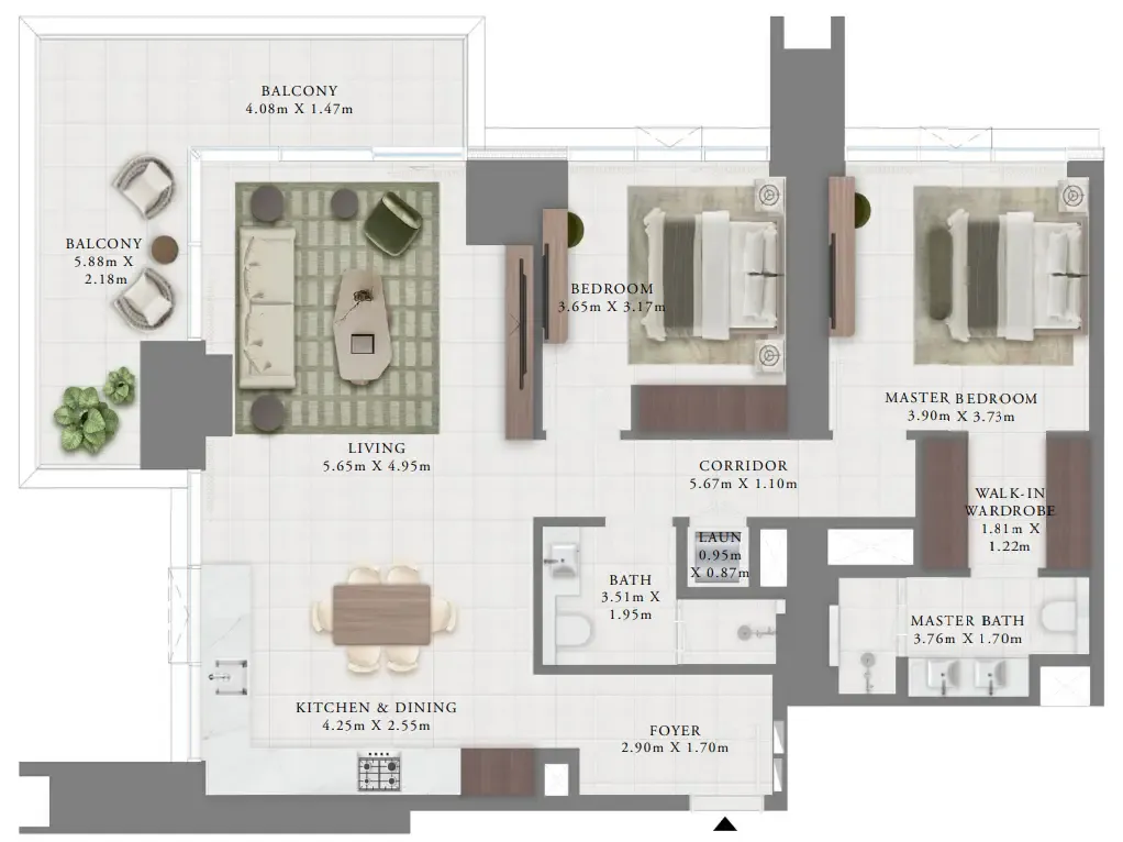 2 bedroom Apartments floor plan at Creek Bay