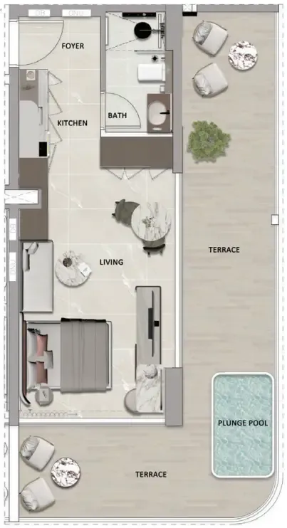 1 bedroom Apartments floor plan at South Lofts