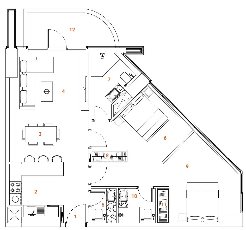 2 bedroom Apartments floor plan at The Orchard Place Towers A & B