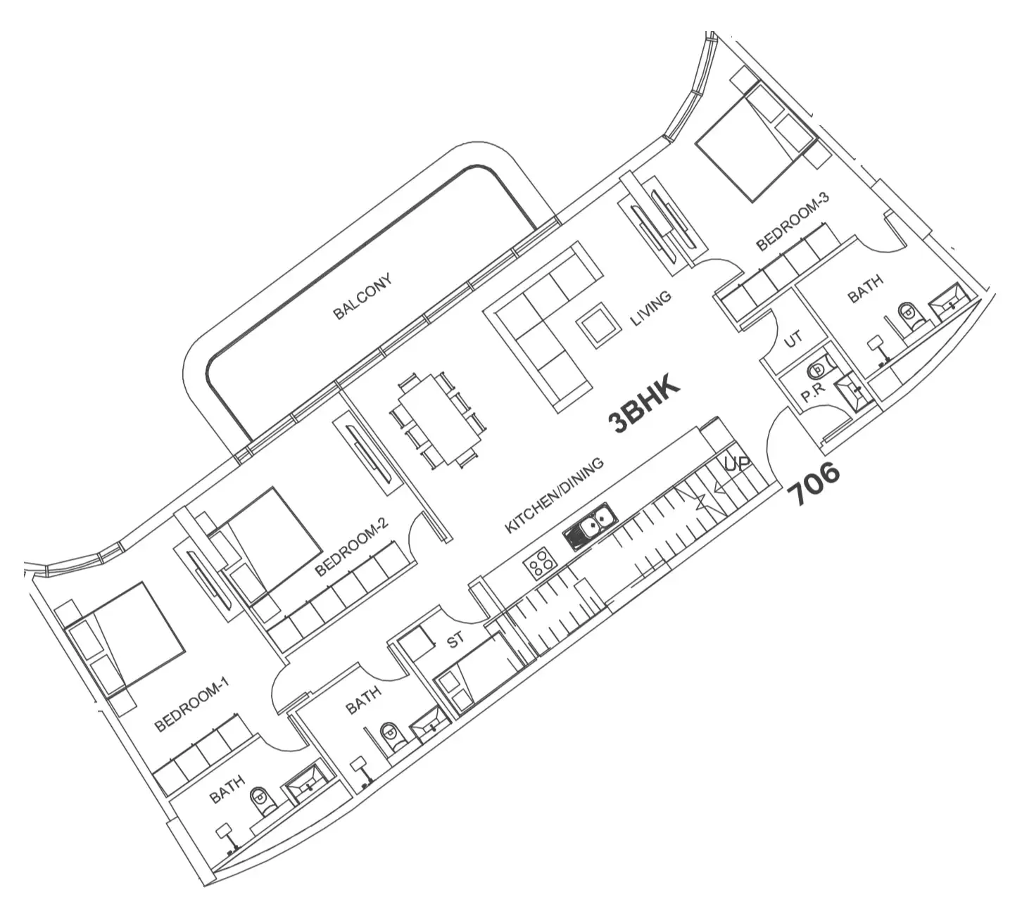 3 bedroom Apartments floor plan at Villa Del Garda