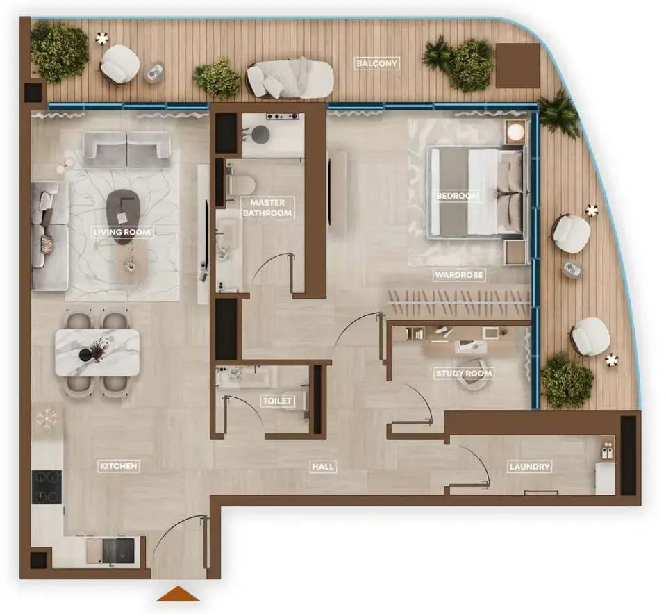 1 bedroom Apartments floor plan at Sky Hills Astra