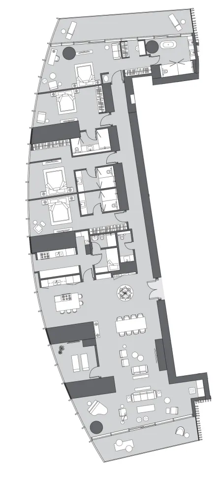 4.5 bedroom Penthouse floor plan at Six Senses Residence