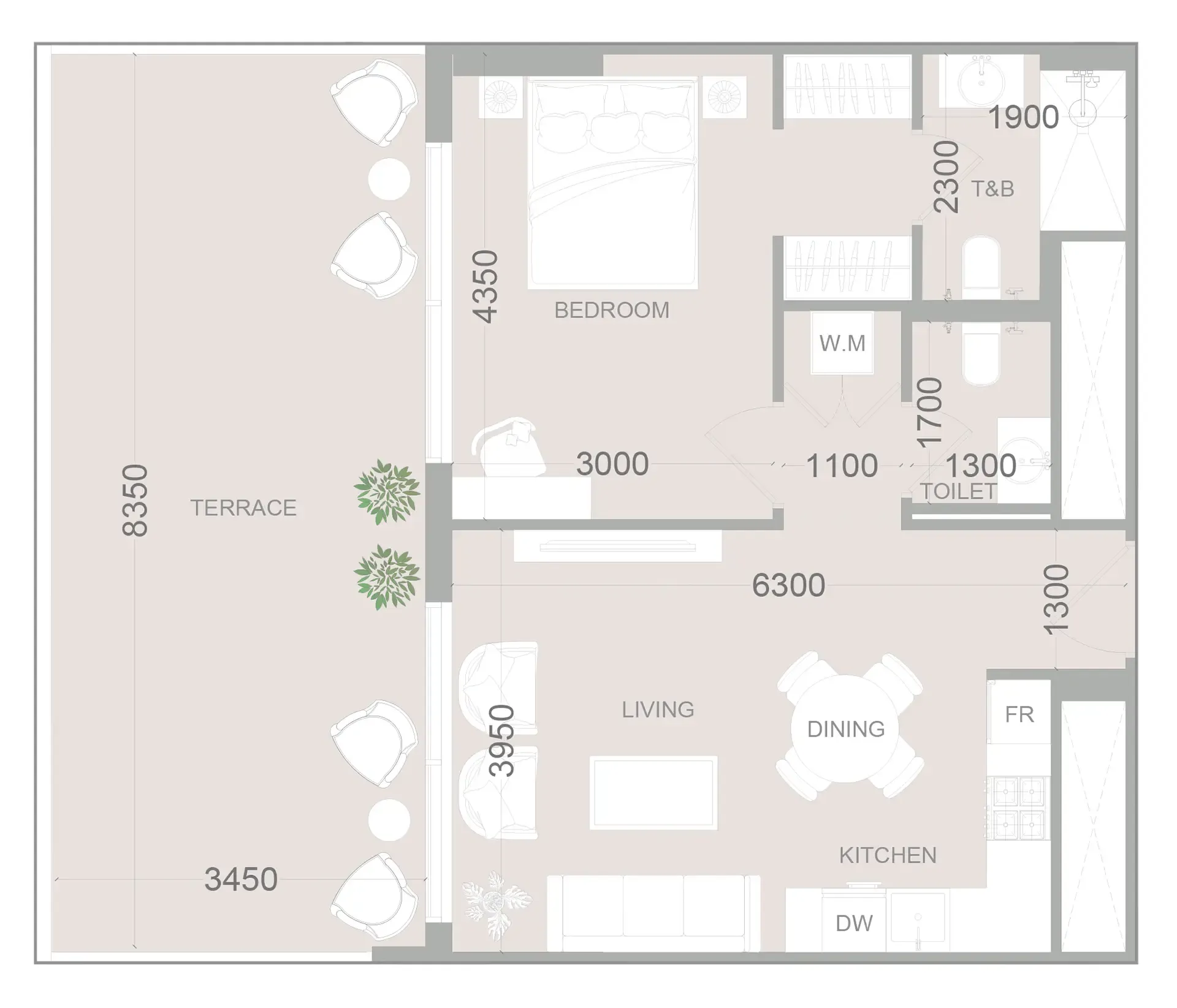 1 bedroom Apartments floor plan at ELAR1S Sky