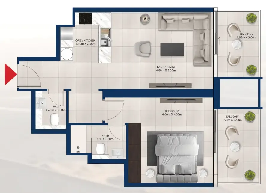 1 bedroom Apartments floor plan at Al Vista