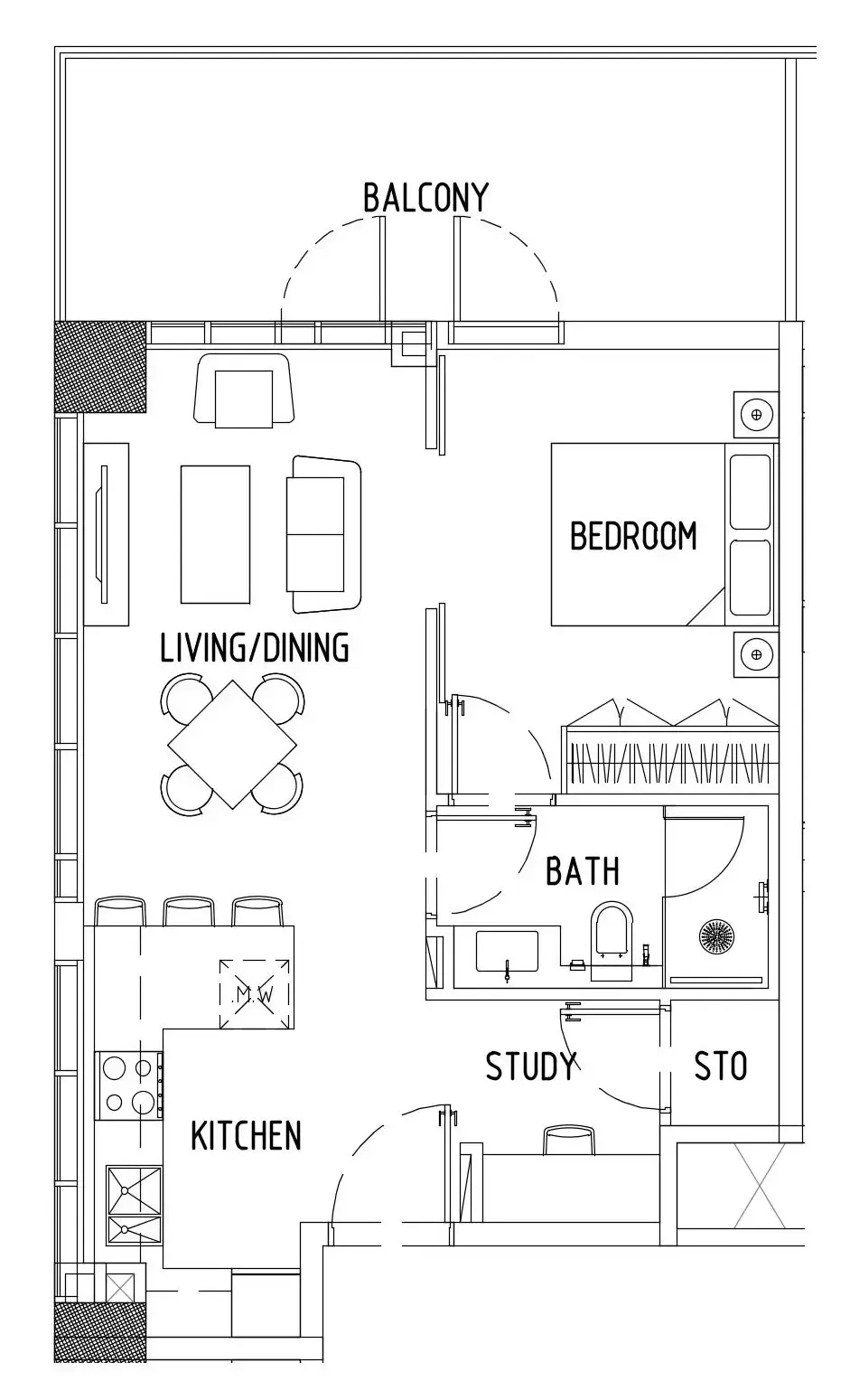 1 bedroom Apartments floor plan at Damac District
