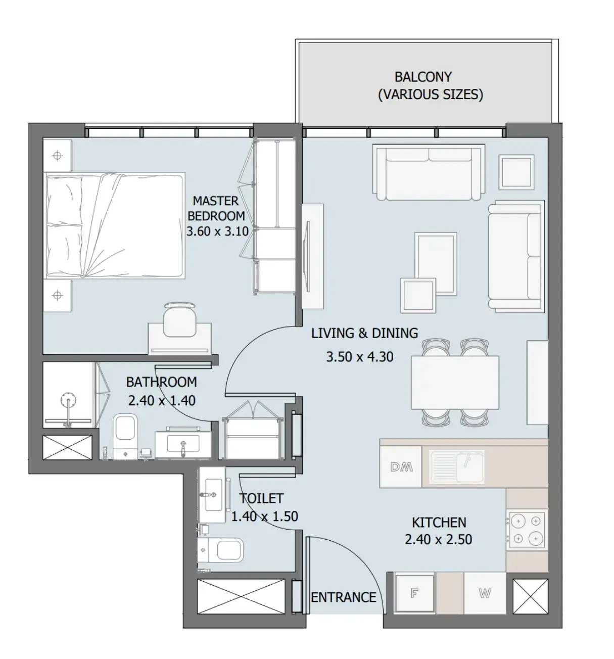 1 bedroom Apartments floor plan at Verdana III