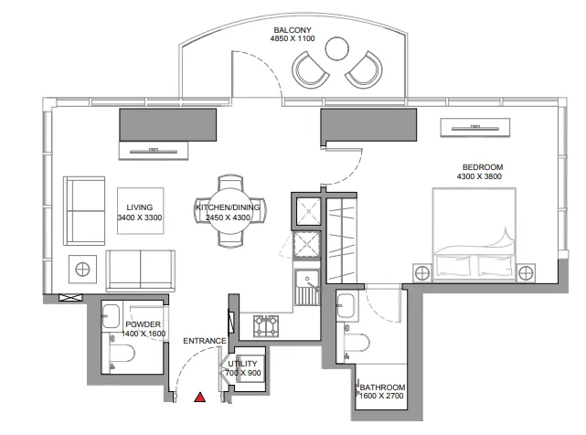 1 bedroom Apartments floor plan at Skyscape