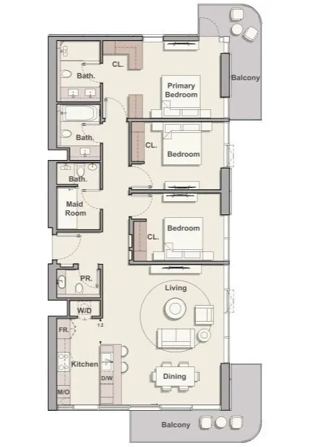 3 bedroom Apartments floor plan at Soto Grande