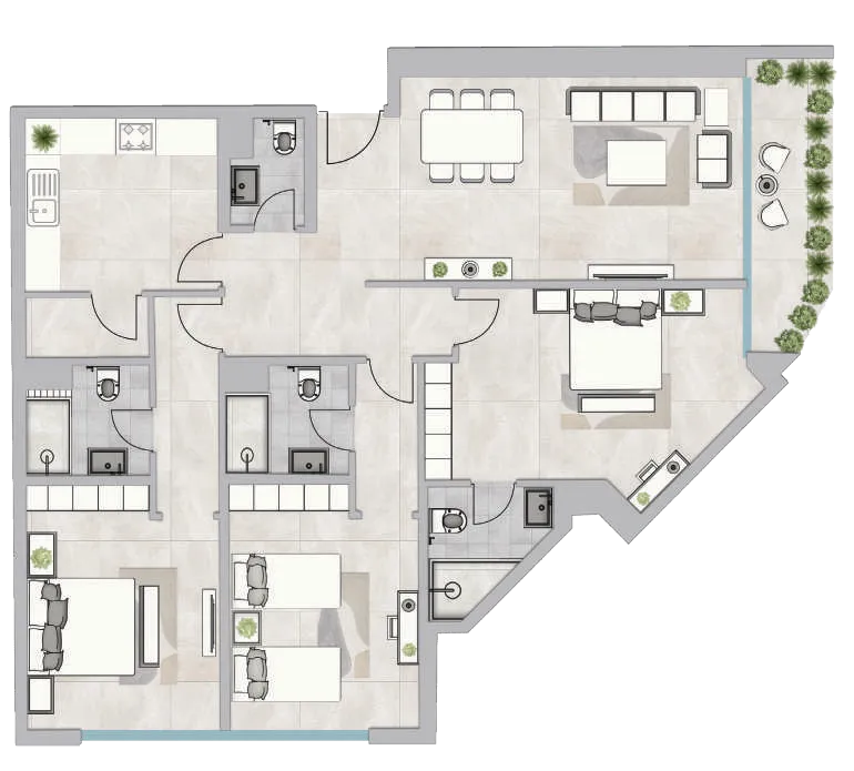 3 bedroom Apartments floor plan at Infinity Tower