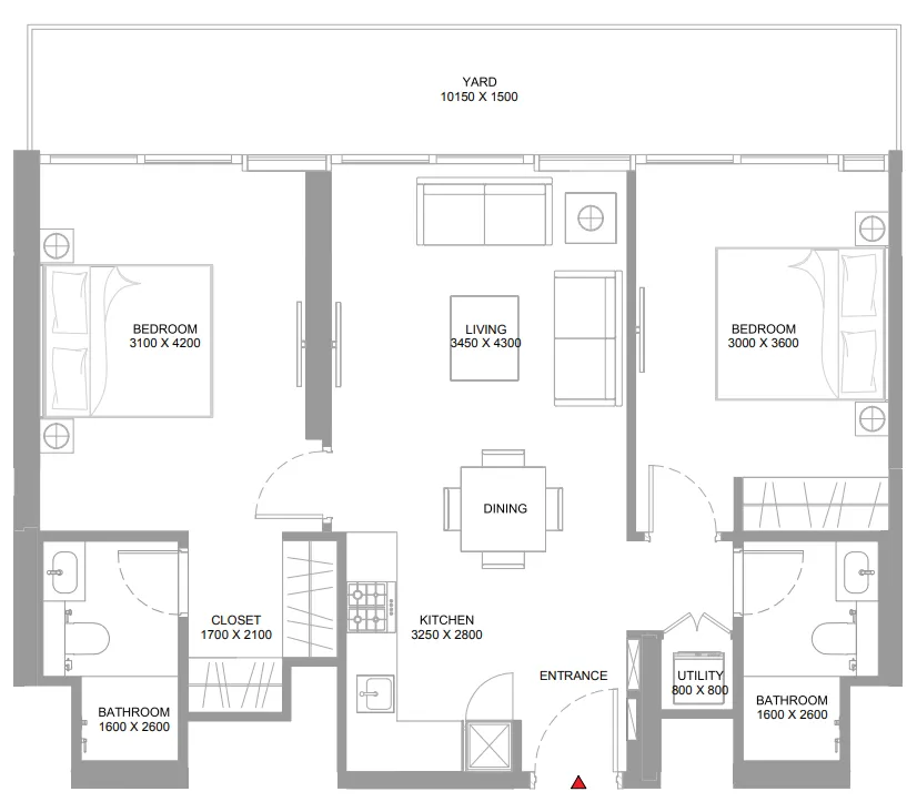 2 bedroom Apartments floor plan at Pierside Marina Residences