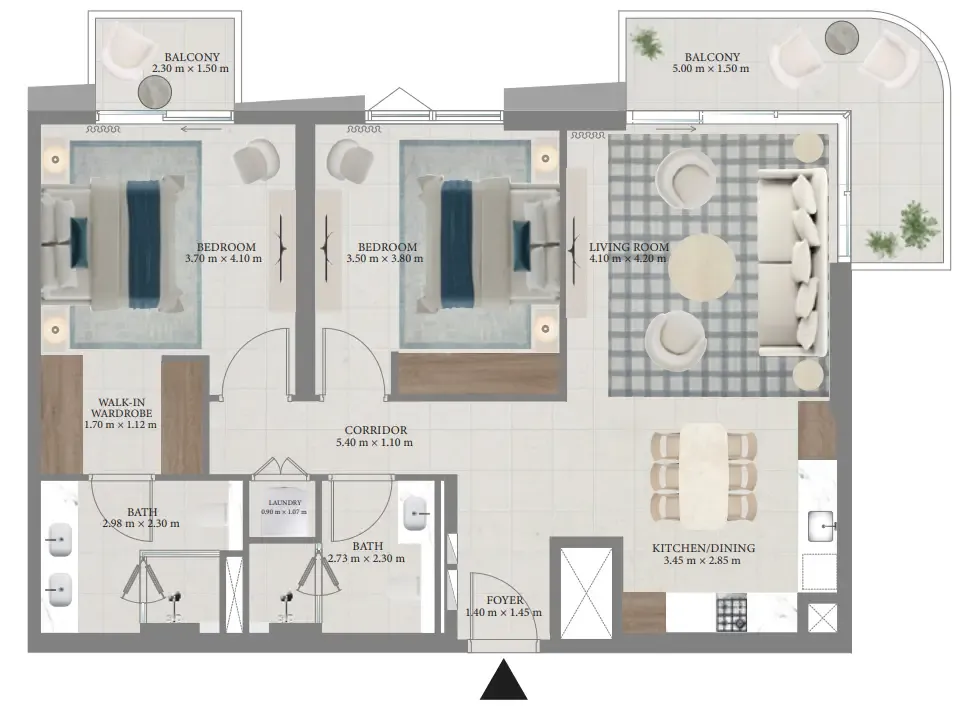 2 bedroom Apartments floor plan at Fior 1