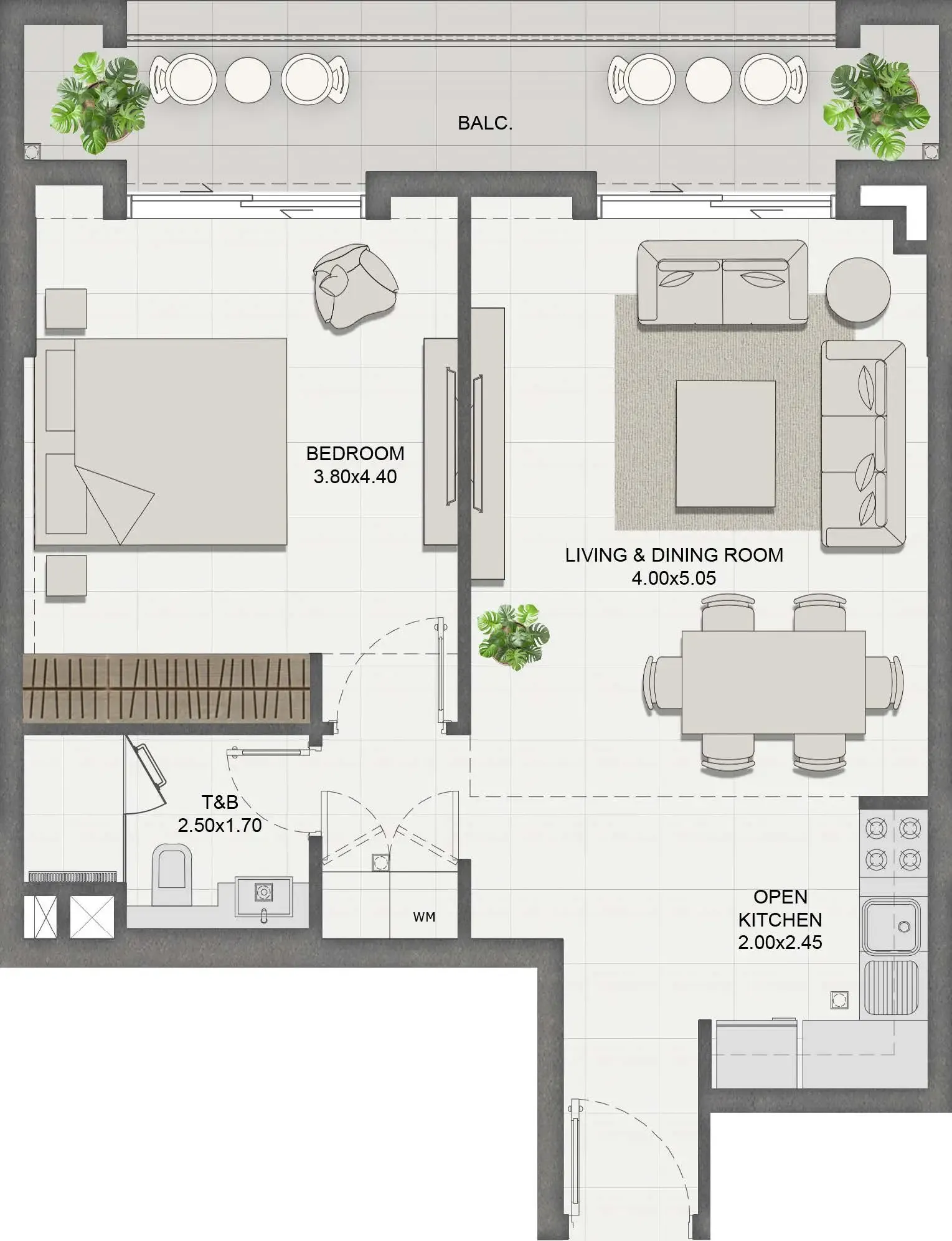 1 bedroom Apartments floor plan at Reeman Residence 01