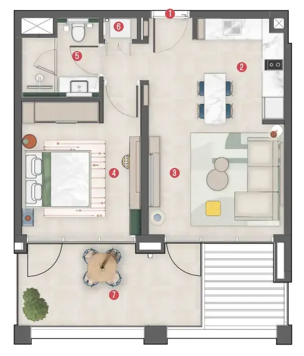 1 bedroom Apartments floor plan at Rove Home Meydan Horizon