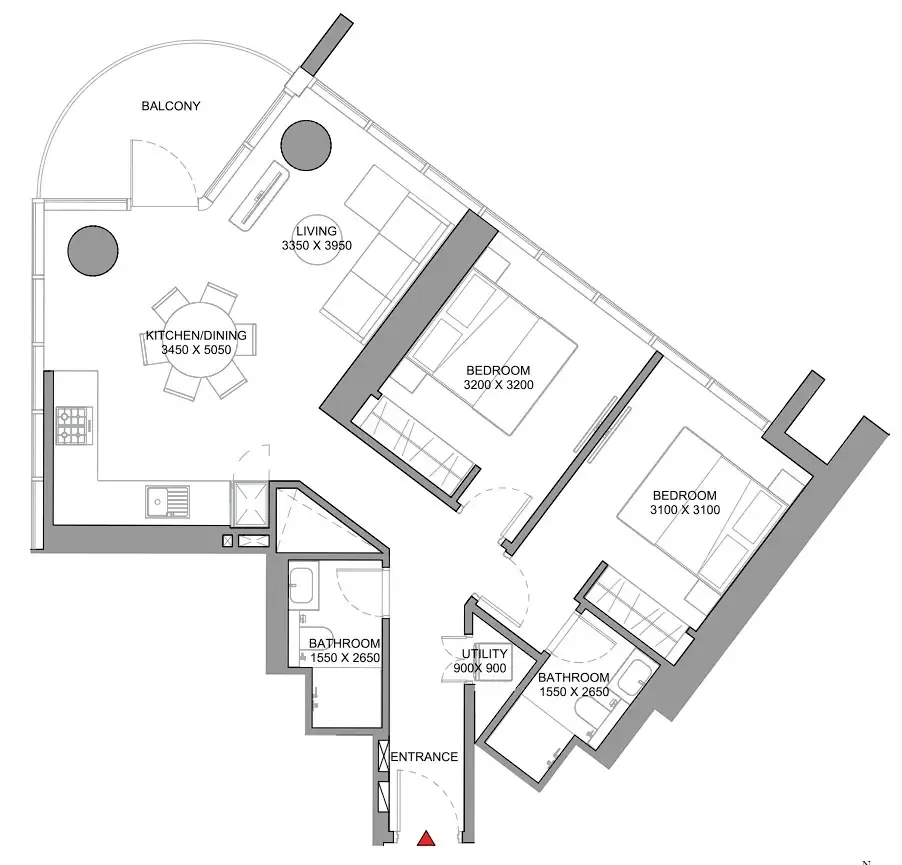 2 bedroom Apartments floor plan at Sobha Orbis