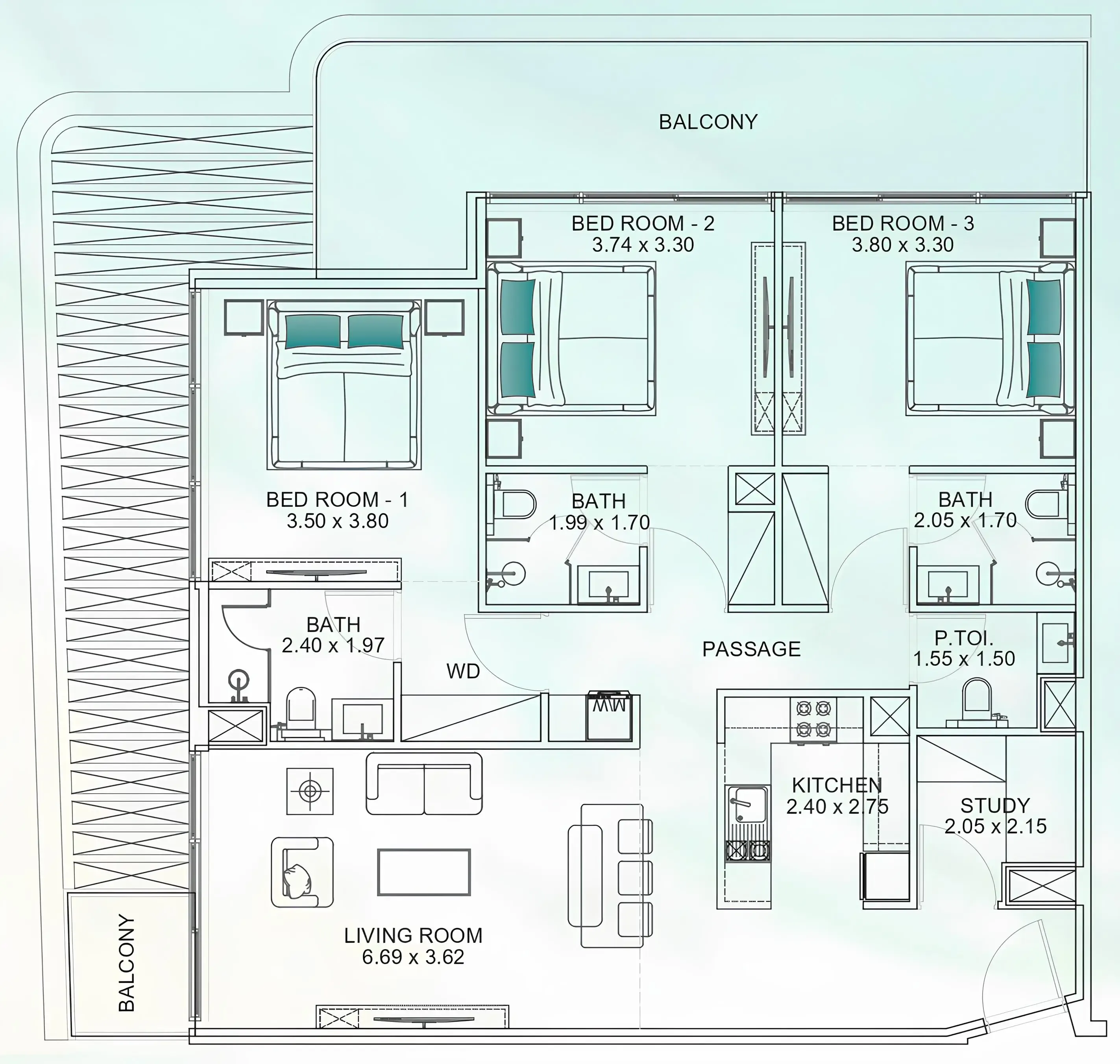3.5 bedroom Apartments floor plan at Floarea Breeze