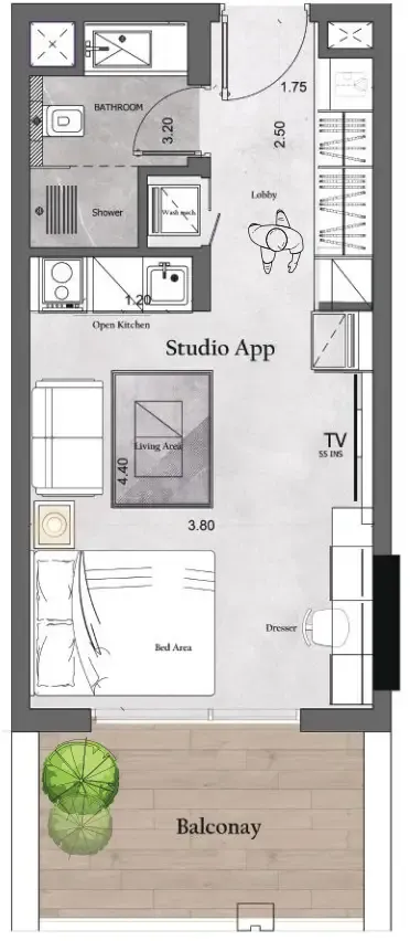 0 bedroom Apartments floor plan at Saray Prime Residence